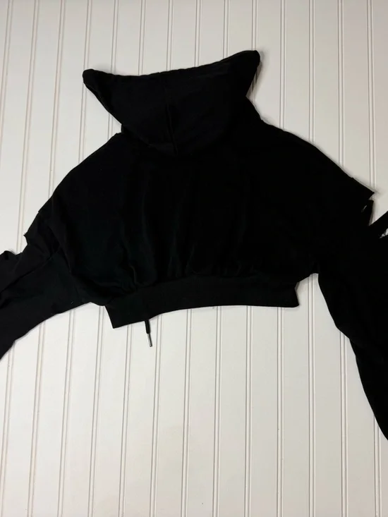ROMWE Black Zip-Up Hoodie with Pink Logo Tag - Picture 2 of 3